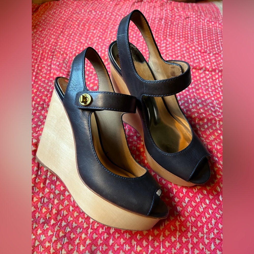 Coach Navy Wedge heels